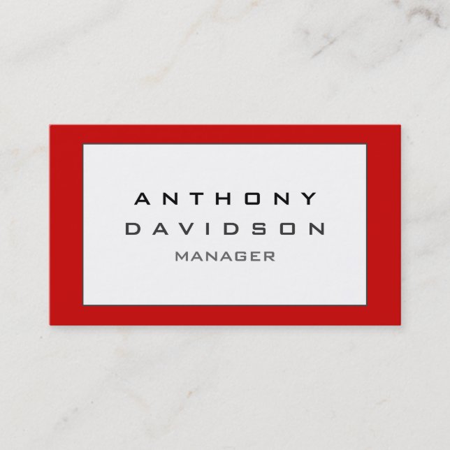 Red Black Grey Border Pattern Business Card (Front)