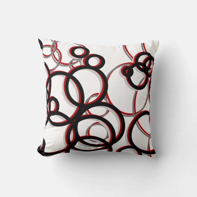 Red Black & Grey Circles Cushion (Front)