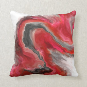 Red Black Grey Jewel Tone Fluid Art Swirl Cushion