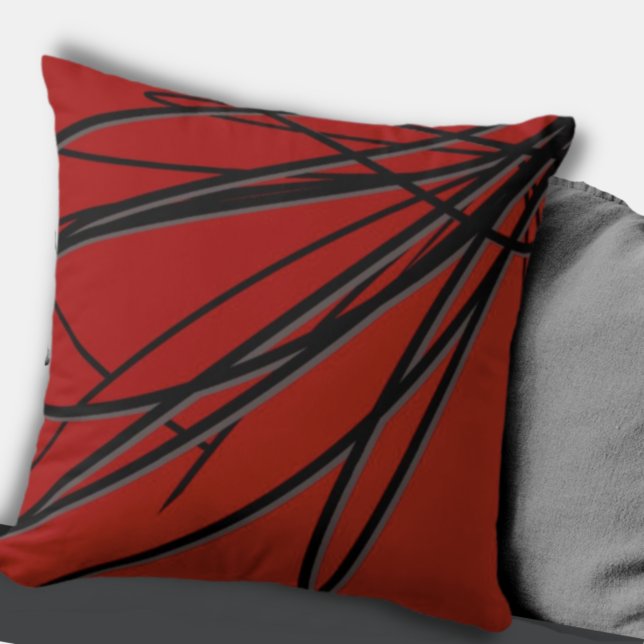 Red Black & Grey Modern Artistic Abstract Cushion (Creator Uploaded)