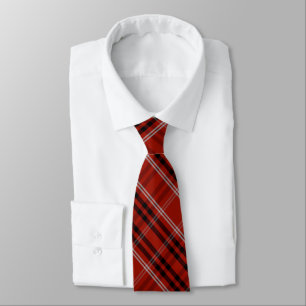 Red Black Grey Plaid Striped Diagonal Pattern Tie