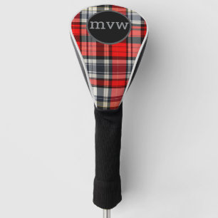 Red, Black, Grey Tartan Plaid Golf Club Head Cover