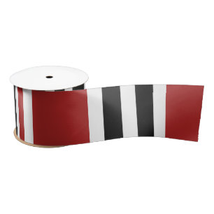 Red Black Grey Vertical Stripes Pattern Satin Ribbon