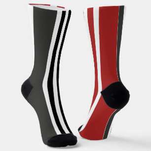 Red Black Grey Vertical Stripes Pattern Socks