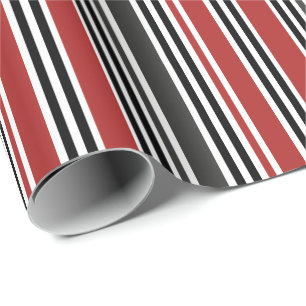Red Black Grey Vertical Stripes Pattern Wrapping Paper