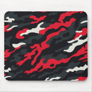 Red Black Grey White Camouflage Camo Pattern Mouse Pad