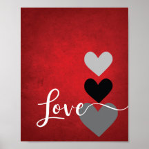 Red Black Grey White Kitchen Quote LOVE Wall Art