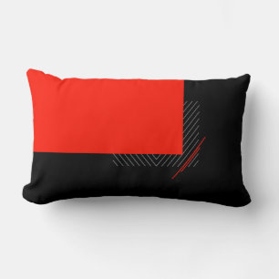 Red, black, grey, white pinstripe lumbar cushion