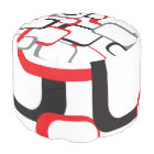 Red Black Grey White Retro Square Pattern