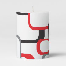 Red Black Grey White Retro Squares Pattern