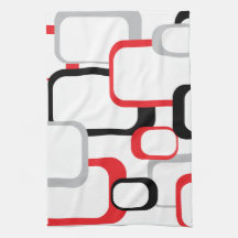 Red Black Grey White Squares Pattern Retro