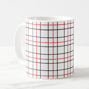 Red Black Grid Lines Plaid Design  Coffee Mug