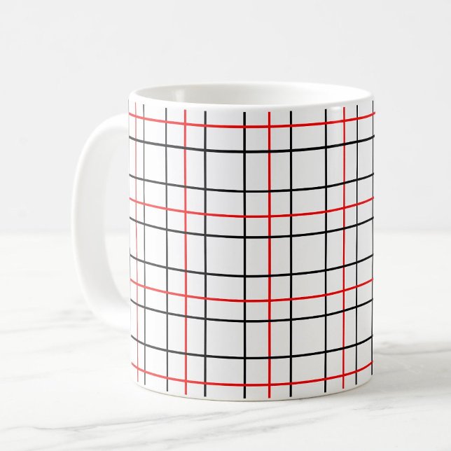 Red Black Grid Lines Plaid Design  Coffee Mug (Creator Uploaded)