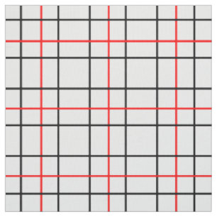 Red Black Grid Lines Plaid Design Fabric