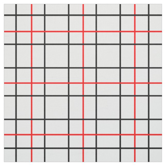 Red Black Grid Lines Plaid Design  Fabric (Swatch)