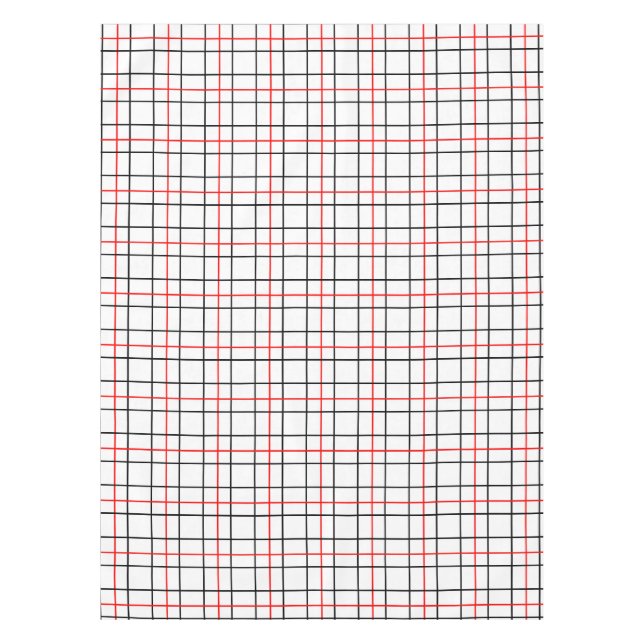 Red Black Grid Lines Plaid Design  Tablecloth (Front)