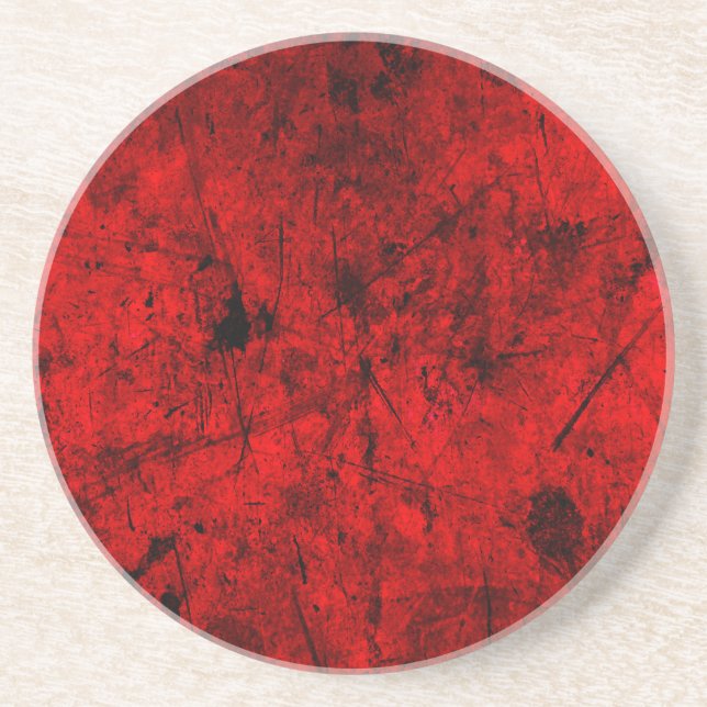 Red Black grunge abstract digital graphic art Coaster (Front)