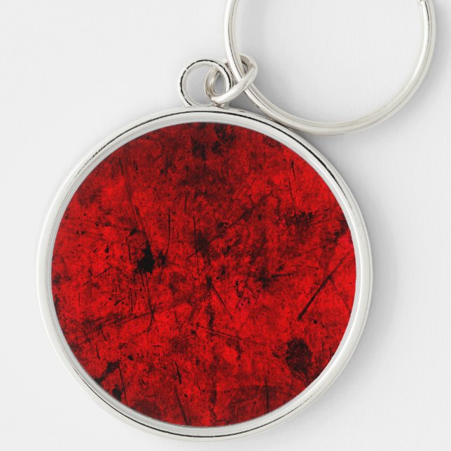 Red Black grunge abstract digital graphic art Key Ring (Front)