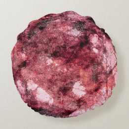 Red black grunge abstract paint brush modern art round cushion