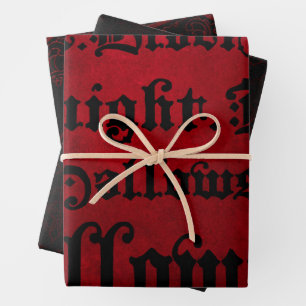 Red & Black Grunge Gothic Wrapping Paper Sheet