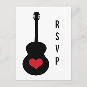Red/Black Guitar Heart RSVP Postcard