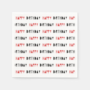 Red & Black Happy Birthday Party  Napkin