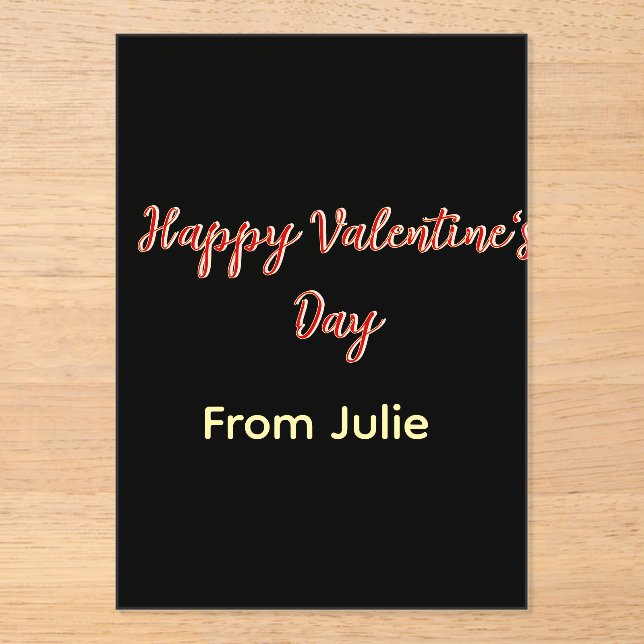 Red black happy Valentine's day from name stylish  Acrylic Invitations (Front)