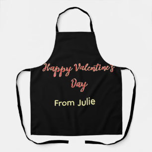 Red black happy Valentine's day from name stylish  Apron