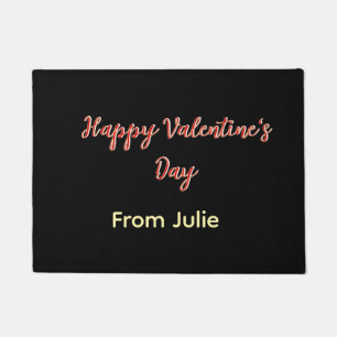 Red black happy Valentine's day from name stylish  Doormat