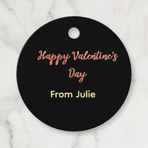 Red black happy Valentine's day from name stylish Favour Tags