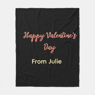 Red black happy Valentine's day from name stylish Fleece Blanket