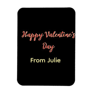 Red black happy Valentine's day from name stylish Magnet
