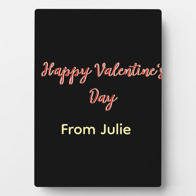 Red black happy Valentine's day from name stylish  Plaque (Front)