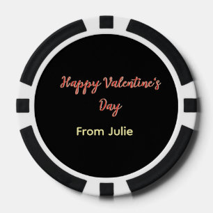 Red black happy Valentine's day from name stylish Poker Chips