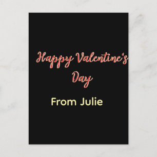 Red black happy Valentine's day from name stylish Postcard