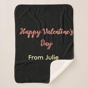 Red black happy Valentine's day from name stylish  Sherpa Blanket