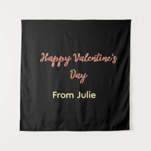 Red black happy Valentine's day from name stylish Tapestry