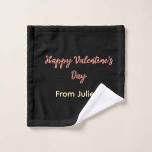 Red black happy Valentine's day from name stylish  Wash Cloth