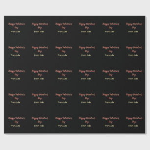 Red black happy Valentine's day from name stylish  Wrapping Paper