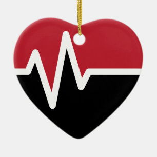 Red-Black Heart Beats Ceramic Tree Decoration