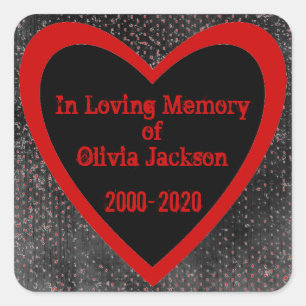 Red black heart grunge custom sympathy stickers