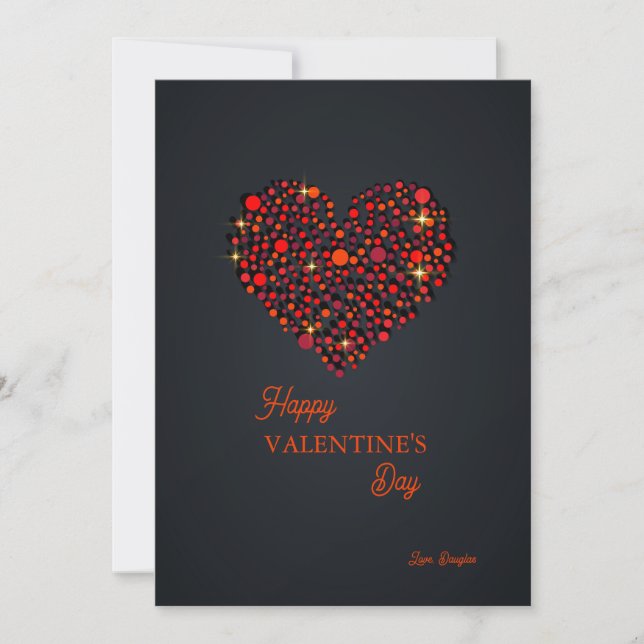 Red Black Heart Happy Valentine's Day Invitation (Front)