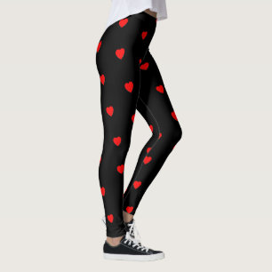 Red Black Heart Leggings