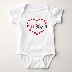 RED & BLACK HEARTBREAKER VALENTINES DAY SAYING BABY BODYSUIT