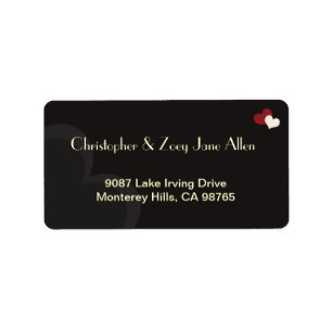 Red & Black Hearts Address Label