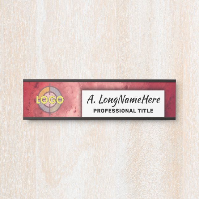 Red & Black High-Energy Workspace Nameplate Office (Front)