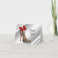 Red Black high Heel Shoe Thank You Cards
