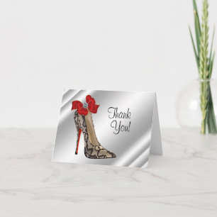Red Black high Heel Shoe Thank You Cards
