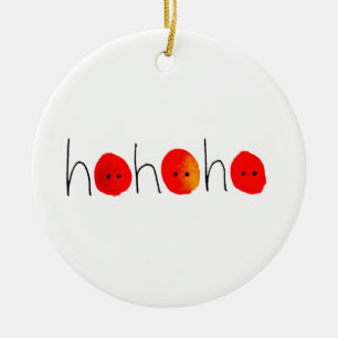 Red & Black Ho Ho Ho Hand-painted Christmas Ceramic Ornament