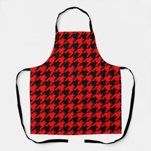 Red Black Houndstooth Check Apron